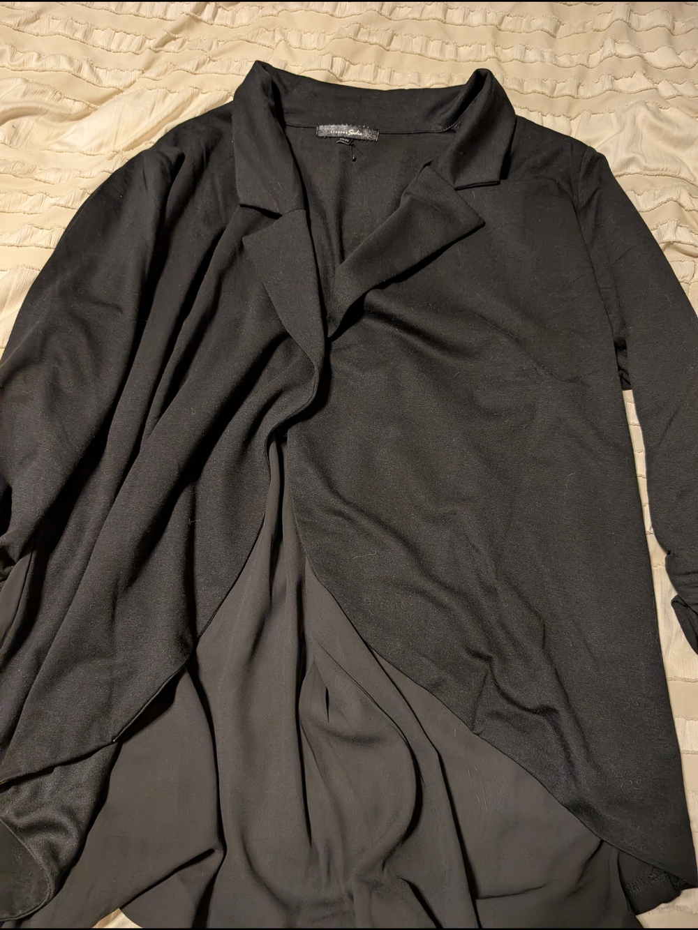 Black Draped Open-Front Women's Top